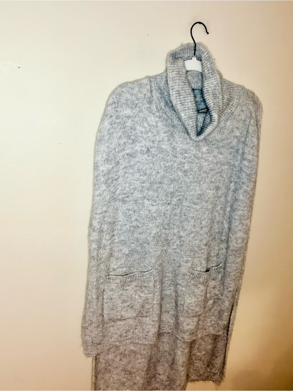Womens Gray Soft Turtleneck Sweater/Shrug with Front Pockets